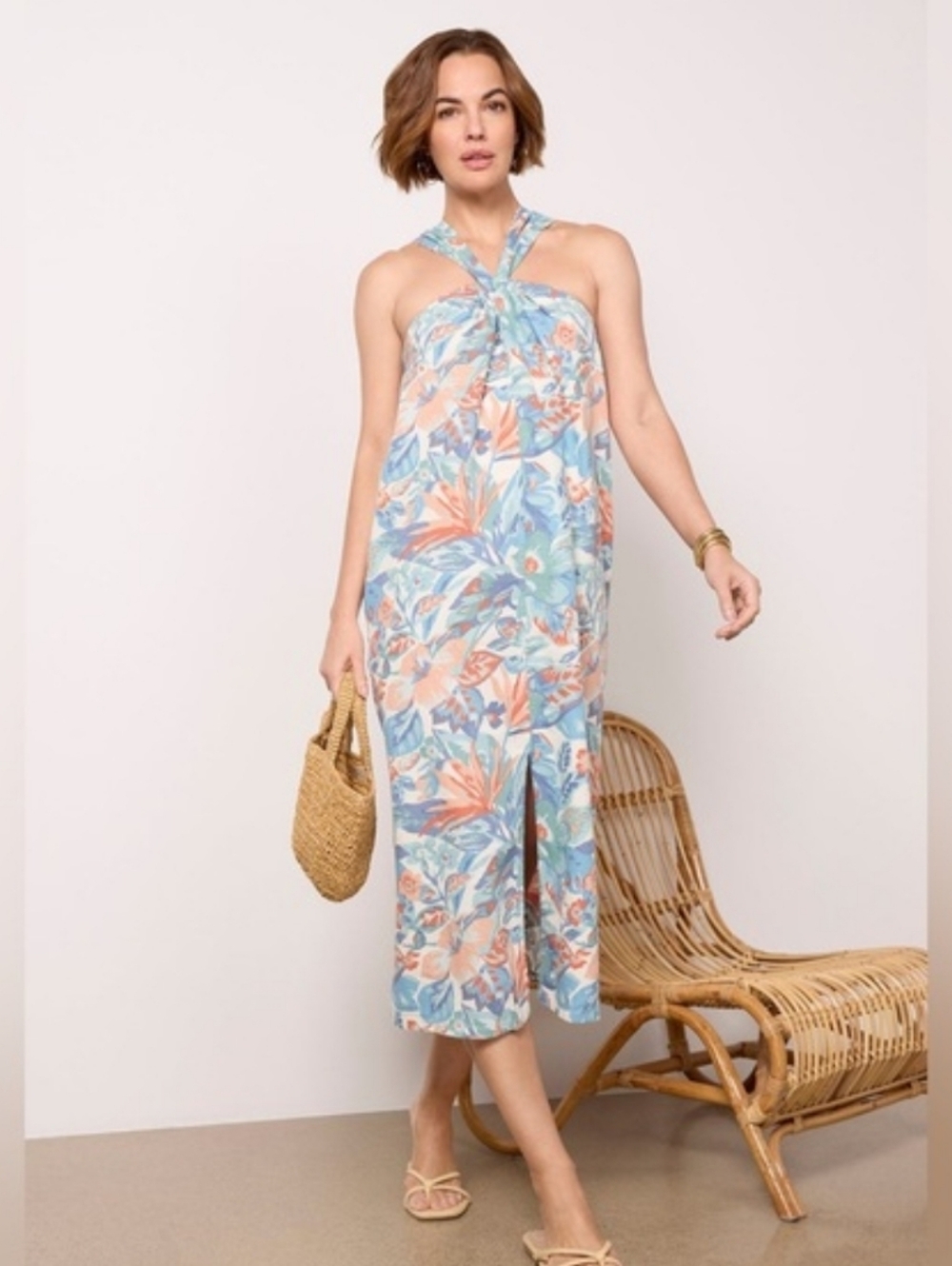 NEW FAHERTY | $198 Bay Twist Halter Summer Dress L/XL - Picture 10 of 10